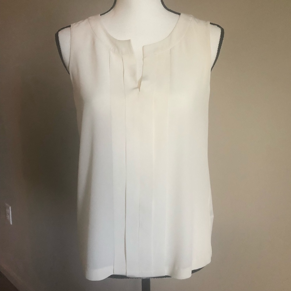 Kate Spade Sleeveless Pleated Front Silk Blouse